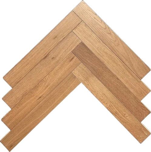 Herringbone wood floor with angled plank layout