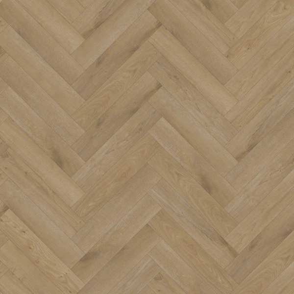 Light oak semi-solid wood flooring in a herringbone pattern with subtle grain